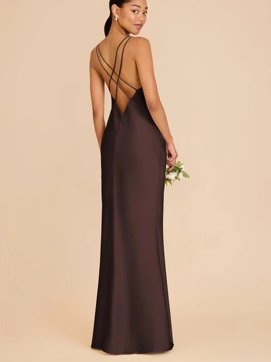 BIRDY GREY matte satin espresso Dasha bridesmaid dress - Picture 2 of 5